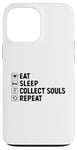 Coque pour iPhone 13 Pro Max Eat Sleep Collect Souls répète Grim Reaper Halloween