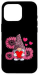 iPhone 16 Pro Cute Pink Gnome Sunflower Valentines Day Case