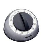 Taylor Pro Wind Up Kitchen Timer, Stainless Steel 60-Minutes Mini Cook's Timer, Lightweight Cooking and Baking Portable Countdown Countertop Alarm, Endorsed by Professional Chefs