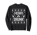 Funny Merry Drunk We're Christmas Matching Couple Ugly Xmas Sweatshirt