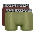 DIM Boxer Homme 3D Flex Air Respirabilité x2, Marron Chocolat/Kaki, XL