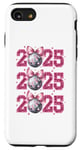 Coque pour iPhone SE (2020) / 7 / 8 Boule disco Happy New Year 2025 avec nœud rose assorti