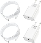 Lot De 2 Pour Chargeur Rapide Iphone,20W Pd Usb-C Prise Secteur Avec 1M Cable Usb C Vers Lightning Pour Iphone 14/14 Pro/13/13 Pro/13 Pro Max/13 Min