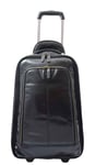 Real Leather Cabin Suitcase Wheels Travel Trolley Flight Carry on Luggage Black