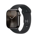 Apple Watch Series 10 GPS + Cellular 46mm Skiffer Titanboett med Svart Sportband - S/M