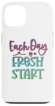 Coque pour iPhone 13 Citation inspirante « Each Day Is a Fresh Start »