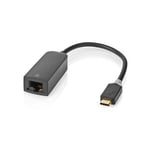 Nedis USB-nätverksadapter, USB-C till RJ45 hona, 1000 Mbps, 0,2 m - Svart