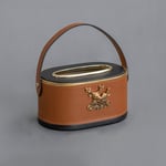 DUKAILIN Tissue Box Holder Brown Leather Storage Basket Desktop Tissue Box Dressing Table Cosmetics Jewelry Storage Box