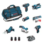 BOSCH Kit 12V BMKB7-28DD3 (GSR 12V-15 + GDR 12V-105 + GKS 12V-26 + GOP 12V-28 + GSA 12V-14 + GLI 12V-80 + GHO 12V-20  + Autres outil