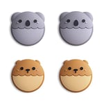 eXtremeRate PlayVital Cute Thumb Grip Caps for Nintendo Switch, Joystick Caps for Nintendo Switch Lite, Silicone Analog Cover Thumbstick Grips for Switch OLED Joycon - Brown Bear & Koala