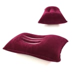 Coussin Air Voyage Portable Coussin Gonflable Double Face Flocage Coussin Beach Camp Voiture Avion Hôtel Head alitement Sommeil (Color : Wine Red)