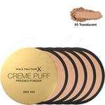 MAX FACTOR Creme Puff Radiant Skin Pressed Powder - 05 Translucent *PACK OF 5*