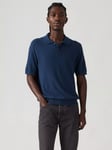 Levi's Linen Blend Regular Fit Short Sleeve Knit Polo Shirt, Navy