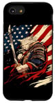 iPhone SE (2020) / 7 / 8 Cat Samurai American Flag Samurai Cat Art Patriotic Cat Case