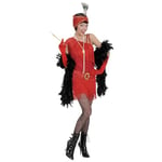 WIDMANN MILANO PARTY FASHION W, Costume Charleston Adulte, Robe Rouge flamboyante, Chapeau Assorti, Taille XL Confortable, 100% Polyester léger, Polyvalent pour soirées, Facile à Entretenir, 8230632