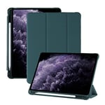 Amazon Brand - JSY Case for iPad Pro 11 Inch (Model: 4th Gen, 2022 / 3rd Gen, 2021 / 2nd Gen, 2020) with Pen Holder, Ultra Thin Translucent Smart Case Compatible with 11 Inch iPad Pro Dark Green