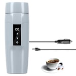 12V voiture chauffage électrique bouilloire avec contrôle de la température,40~100℃ réglable,mini portable tasse d'eau électrique,anti-fuite,80W chauffage rapide isolation tasse,arrêt automatique,Gray