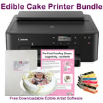 TS705a Edible Printer Bundle, Pre-Filled Edible Ink Cartridges, 25 Wafer Paper