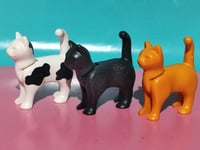 PLAYMOBIL X3 FIGURINES CHAT FERME MAISON OUEST MANOIR ANIMAUX FIGURINE