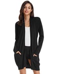 GRACE KARIN Pull Long Femme Cardigan à Manches Longues Cardigan Long pour Vous Garder au Chaud en Automne et en Hiver,XL,Noir