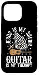 Coque pour iPhone 16 Pro Jesus Is My Savior Guitar Is My Therapy Foi Musique Amour