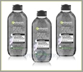 3x Garnier SkinActive Micellar Purifying Jelly Water + Charcoal | All in 1-400ml