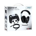 Pack Starter Casque Gaming Konix pour PS5™ Noir et Blanc + Coque de manette en silicone + Appui-pouce