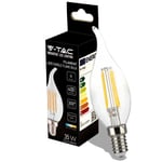 V-tac - VT-1997 Lampe à incandescence bougie led 4W E14 100LM/W blanc naturel 4000K - 214429