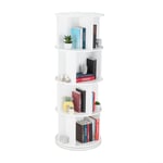 Etagère à livres rotative, bibliothèque, en bois, Rangement cd/dvd, salon, bureau, h x d: 138 x 50 cm, blanc - Relaxdays