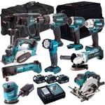 Makita 18V LXT 10 Piece Combo Tool Kit 3 x 5.0Ah Batteries & Charger T4TKIT-309