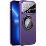 Dqtaoly Coque PC Dur pour iPhone 13 Pro Case,Etui avec Magnétique, Verre Trempé Caméra Arrière Protecteur pour iPhone 13 Pro(Violet)