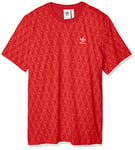 adidas Men MONO AOP TEE T-shirt - Lush Red/Still Orange, Medium