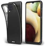 Moozy Xframe Coque antichoc pour Samsung A12 – Coque transparente à bord noir, coque hybride transparente double couleur avec bord en TPU absorbant les chocs - Neuf