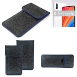 Protective cover for Motorola One Vision dark gray blue edge Filz Sleeve Bag Pou