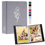 Lanpn Album Photo 10x15 Mini Petit Format 50 Pochette 2 Paquets, Lin Tissu Album pour Vertical Photos Gris