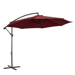 Outsunny Parasol déporté octogonal inclinable manivelle avec pied en acier Ø 3 x 2,5H m rouge vineux