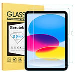 Gerutek [Lot de 2 Verre Trempé Pour iPad 10ème Génération 2022, 10.9 Pouces, 9H Dureté, Haute Définition, Anti Rayures, Sans Bulles, 2.5D Film Protection Écran Pour Nouvel iPad 10ème Gén 2022 10.9"