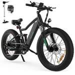 HITWAY Vélo électrique 26" 4,0 Fat Tire, VTT Électrique E-Bike avec Batterie au Lithium Amovible 48V 15Ah, 250W, 7 Vitesses,jusqu'à 55-80km