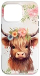 iPhone 16 Pro Spring Baby Highland Cow Pastel Watercolor Floral Case Case