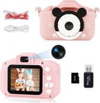 Appareil Photo Pour Enfants,Caméra Vidéo Hd 1080P Numériques Avec Étui En Silicone Dessin Animé,Appareils Photo Pour Tout-Petit,Cadeau Pour Filles Garçons 3 À 12,Carte Sd 32 G Incluse-Rose