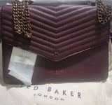 Ted Baker Maroon Crossbody Bag "Kalila" Chain detail leather RRP £139 Dust Bag