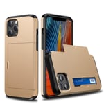 iPhone 12 / 12 Pro - Hybrid Skal Med Kortfack - Guld Gold Guld