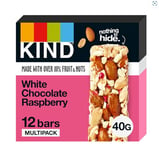 KIND Bars, White Chocolate Raspberry, Healthy Snack, Gluten Free Snack Bars, No Artificial Colours, Flavours or Preservatives, Multipack 12 x 40g