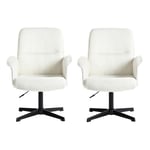 MEUBLE COSY Lot de 6 Fauteuil de Bureau Chaise de Coiffeuse Ergonomique Siège Pivotant Hauteur Réglable avec Accoudoir en Bouclette sans roulettes Jambes Croisées Capacité 120 kg Blanc, 66x63x82-94cm