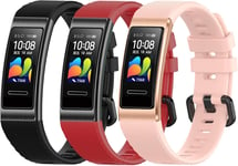 3 Pièces Bracelets Pour Huawei Band 4 Pro/Huawei Band 3 Pro/Huawei Band 3 Sangle De Remplacement, Bracelet En Silicone, Sangle De Sport, Respirante, Douce Et Confortable Bracelet[Dzb133557]