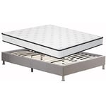 Matelas en Mousse Dewinner Haute Resilience Ultra Respirante, Deux Faces utilisables (160x200cm matelas Épaisseur 22cm +Cadre de lit Plateforme )