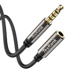 Rallonge Jack Audio 3.5Mm Femelle A 3.5Mm Mâle, 1 M Câble D'Extension Casque Micro Aux 4 Pôles En Nylon Tressé Pour Mic Casque Nintendo Switch Téléphone[CAS312154]