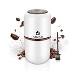 Electric Coffee Grinder, AXUAN Coffee Bean Grinder Electric, Beans, Nuts and Grains Grinder with 304 Stainless Steel Blades, 30000rpm Powerful Motor, 120g Capacity, 150W with Cleaning Brush(White)