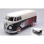 [FR] MotorMax VW TYPE 2 (T1) DELIVERY VAN WHITE/BLACK W/FLAMES 1:24 - MTM79566