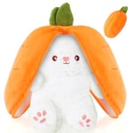 OSDUE Lapin Mignon en Peluche de Pâques - 25CM Jouet en Peluche Lapin Cache-Cache - Rabbit Muppet Toys - Plushie Lapin Réversible Carotte Oreiller - Créatif Cadeaux Vacances pour Adultes et Enfants